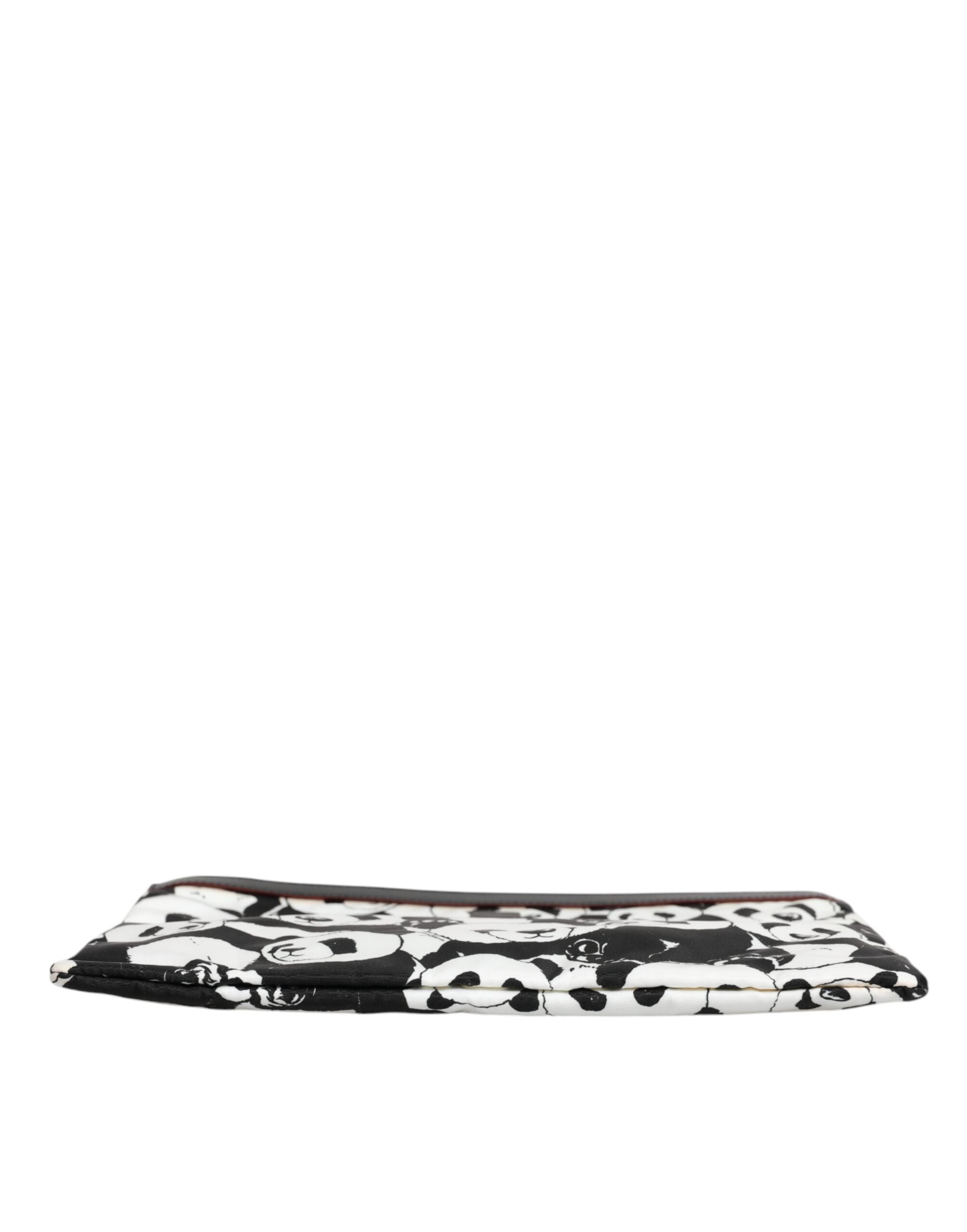 Dolce & Gabbana Schwarz-weißes Panda-Muster Clutch Pouch Tasche